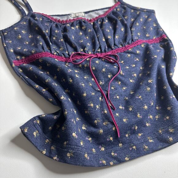 Pasta Japan Floral Lace Bow Baby Cami Tank Top XS Coquette Fairy Ditsy Floral - Picture 5 of 10